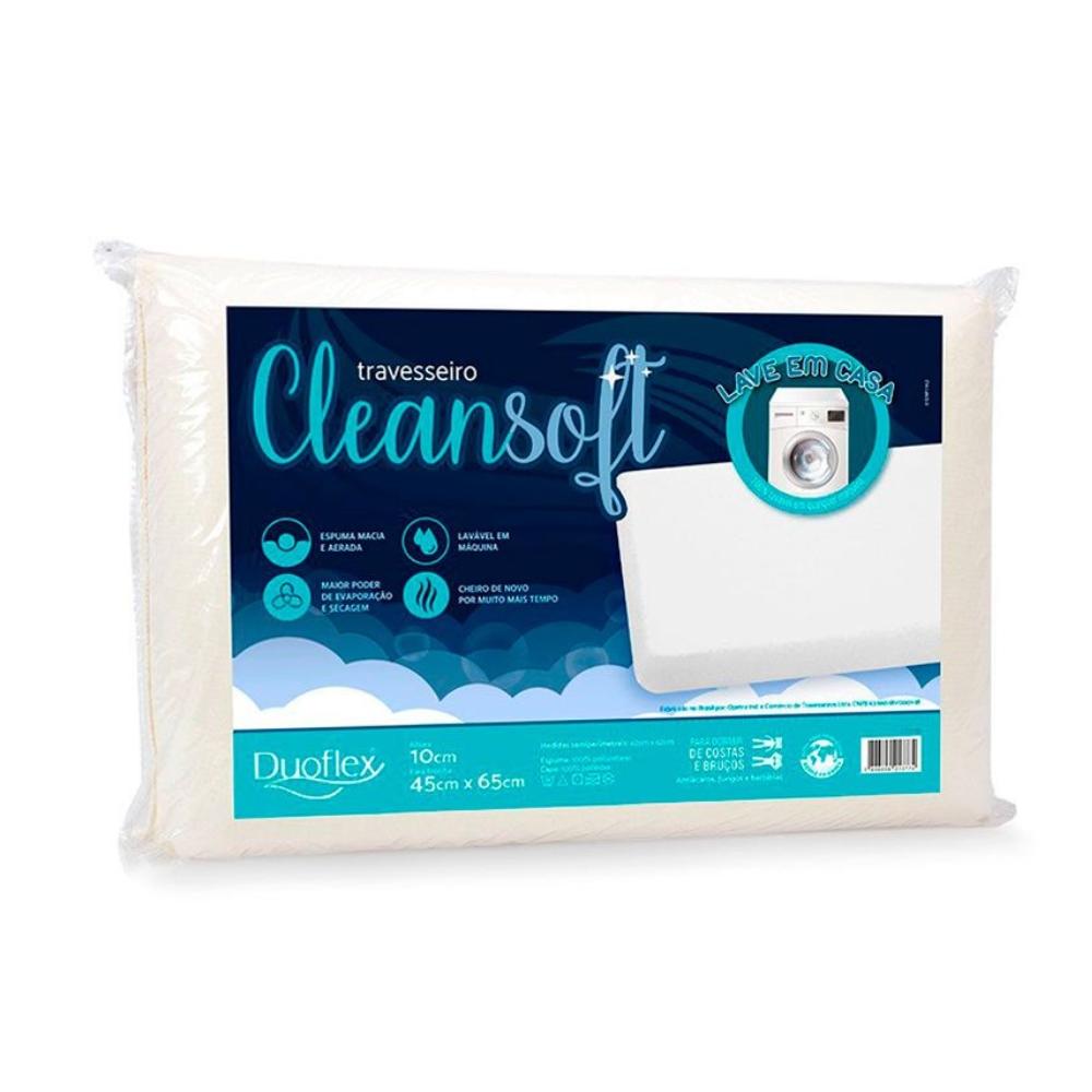Travesseiro Cleansoft 45x65x10cm CS3200 Lavável Duoflex