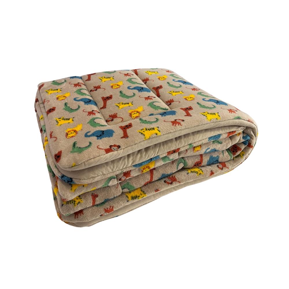 Coberdrom Para Berço Dupla Face Plush Bichinhos e Malha Nude Arrumadinho Enxovais