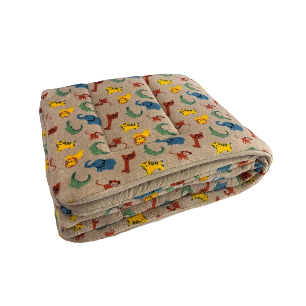 Coberdrom Solteiro Dupla Face Plush Infantil Bichinhos e Malha Nude Arrumadinho Enxovais