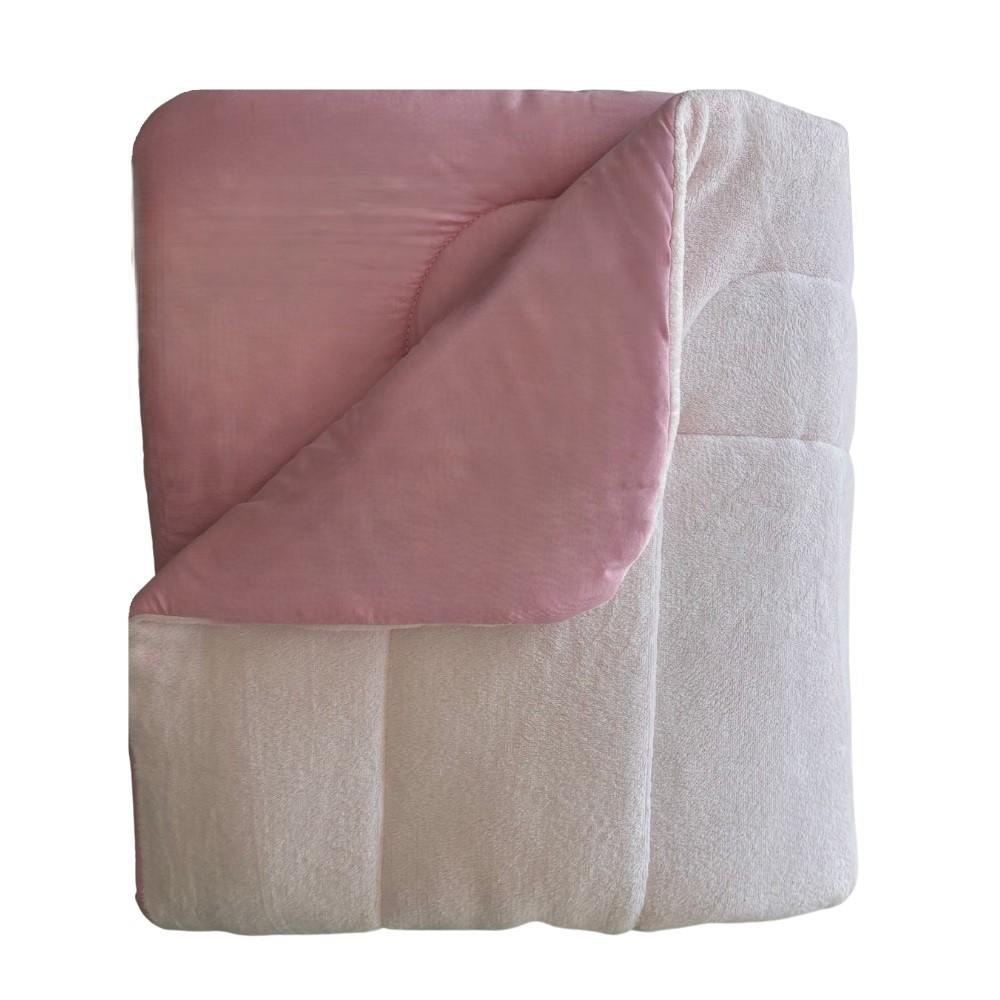 Coberdrom Casal Dupla Face Plush Rose e Malha Rosa Arrumadinho Enxovais