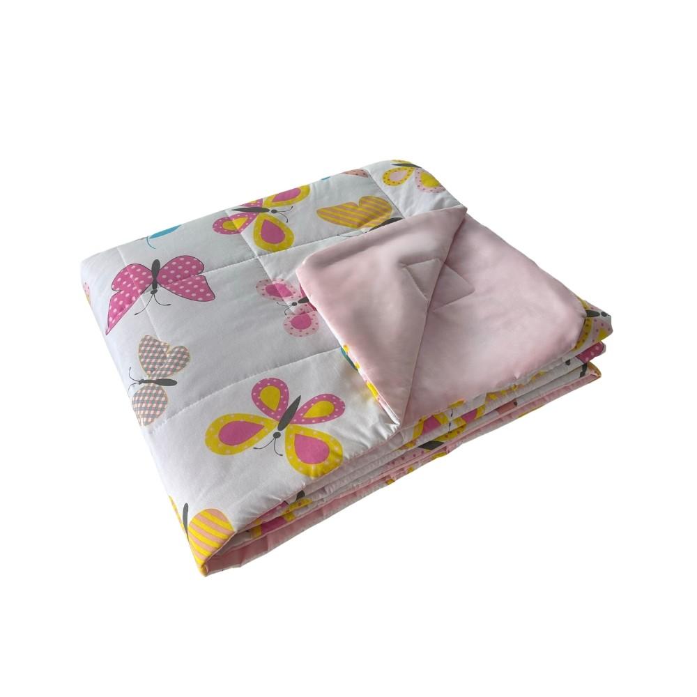 Colcha Cobreleito Infantil Estampada Borboletas Cama Júnior 160 Fios 100% Algodão Arrumadinho Enxovais