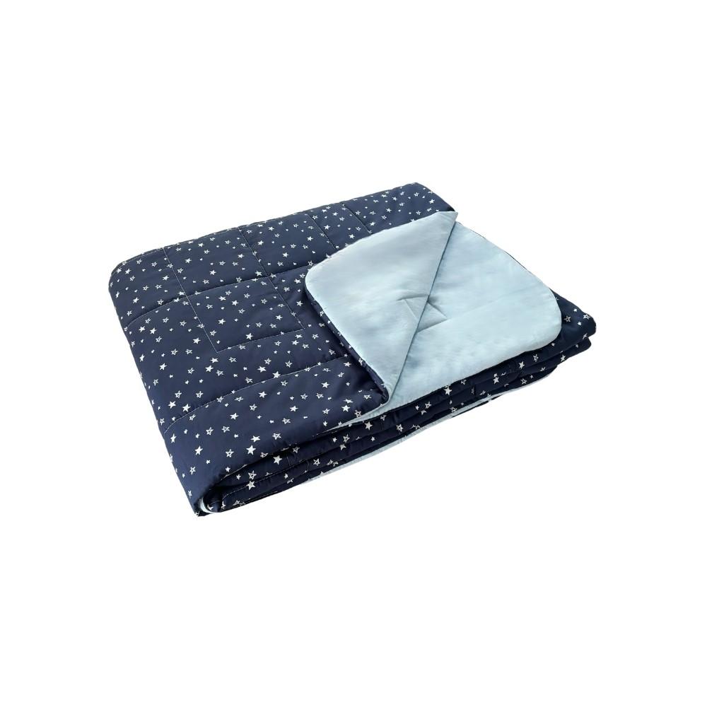 Colcha Cobreleito Infantil Estampada Cama Júnior 100% Algodão Blue Stars Brilha Arrumadinho Enxovais