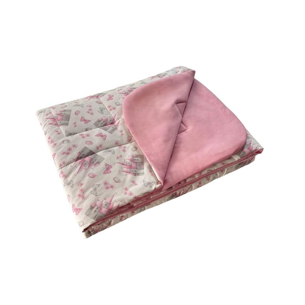 Colcha Cobreleito Infantil Estampada Cama Júnior 100% Algodão Castelo Rosa Arrumadinho Enxovais