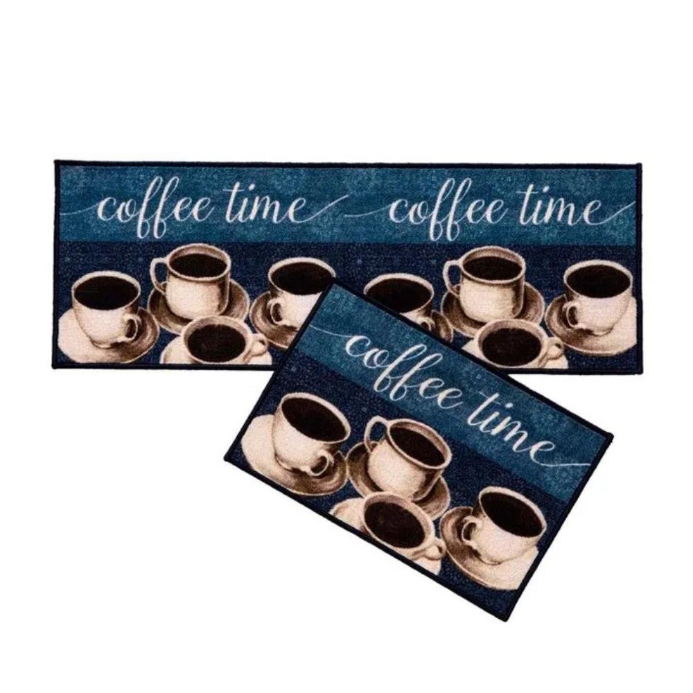 Kit Jogo de Tapetes Para Cozinha Bistrô 2 Peças Coffee Time Corttex