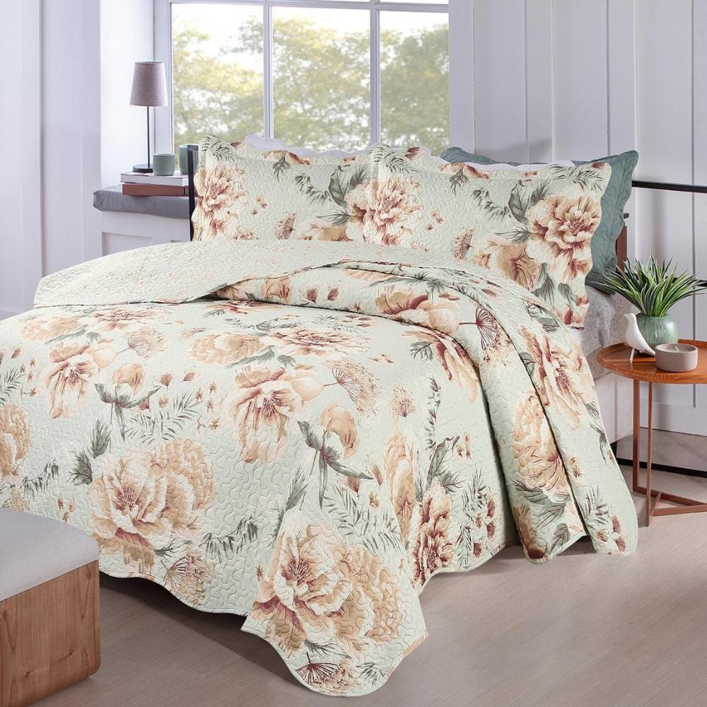 Kit Colcha Ultrasonic Dyuri Casal 2,20x2,40m Estampada Botany Cajueiro Jolitex