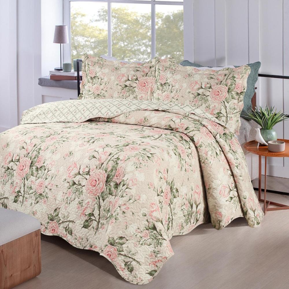 Kit Colcha Ultrasonic Dyuri Casal 2,20x2,40m Estampada Botany Cerejeiras Jolitex