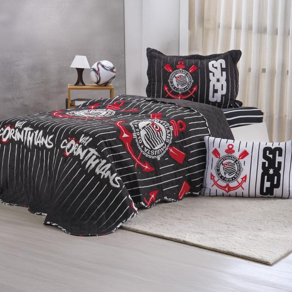 Kit Colcha Cobreleito Solteiro Corinthians Bene Casa