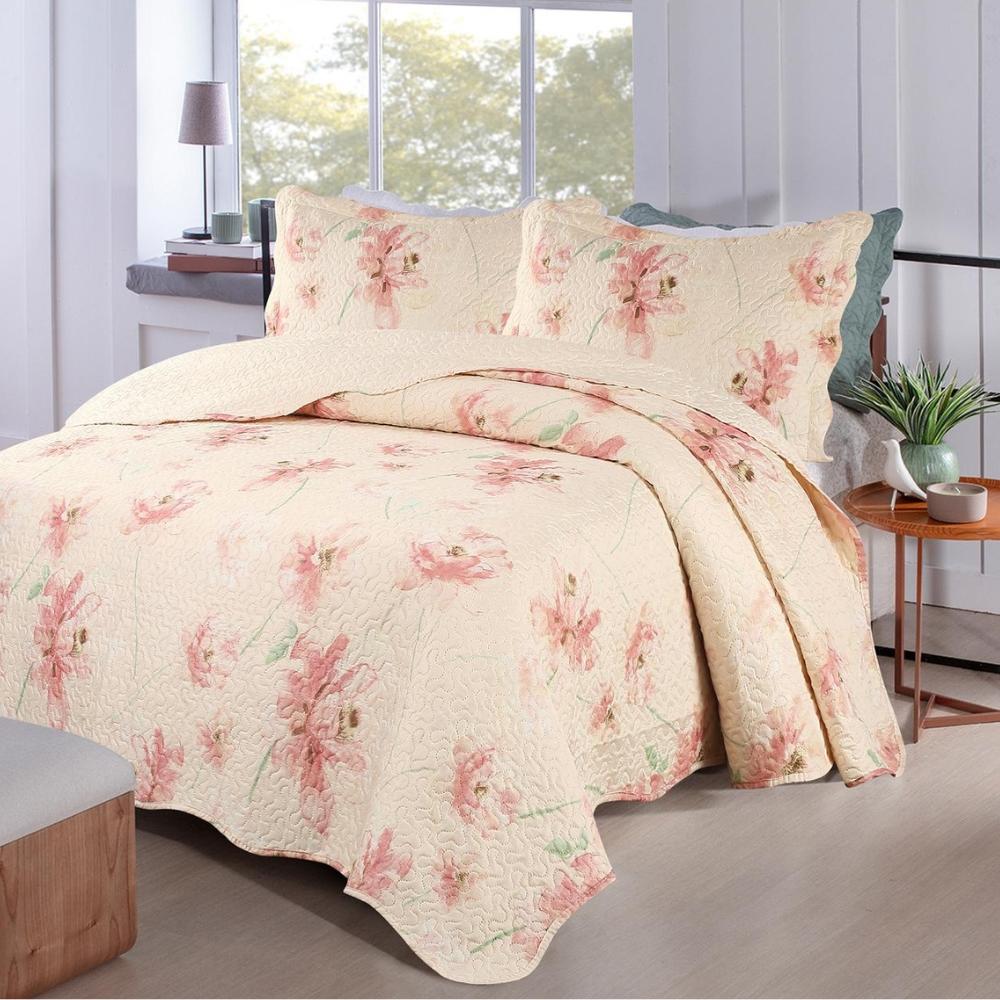 Kit Colcha Ultrasonic Dyuri Casal 2,20x2,40m Estampada Botany Flor do Sertão Jolitex