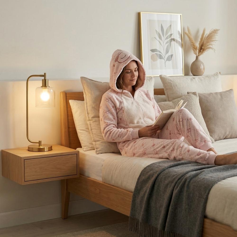 Pijama Macacão Longo Adulto em Plush Cute Tamanho P Due