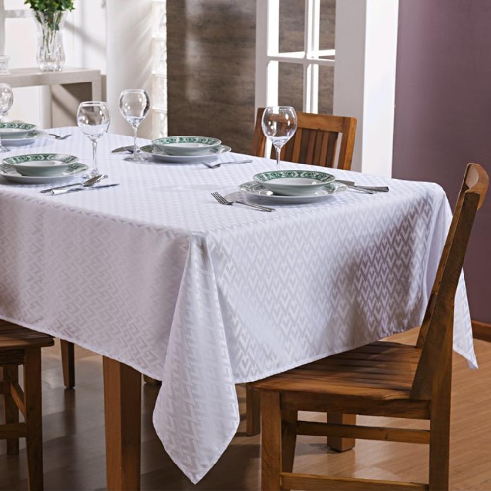 Toalha de Mesa Quadrada 8 Lugares 2,20x2,20 m Damasco Branca Niazitex