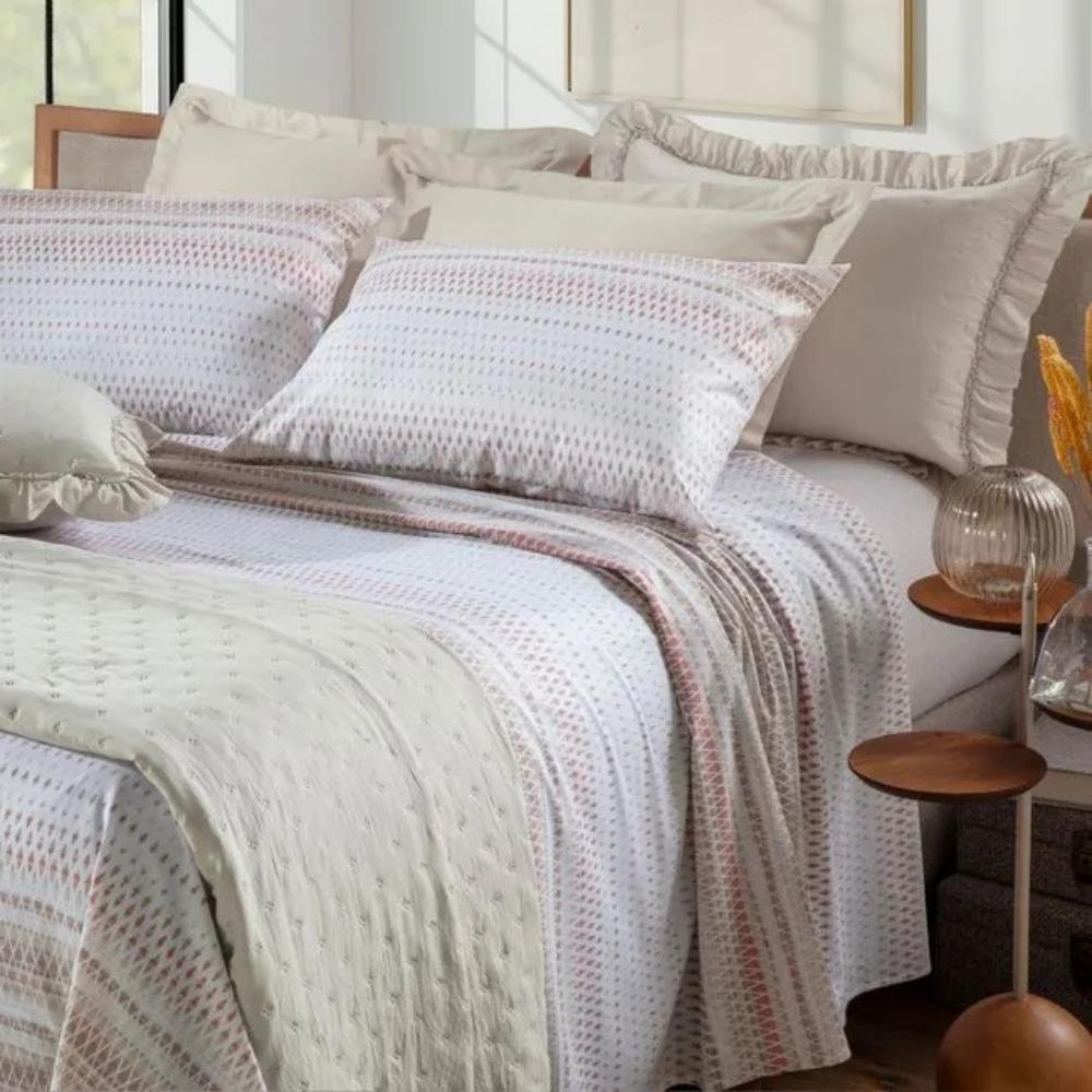 Jogo de Cama Solteiro Percal 200 Fios 100% Algodão Home Design Sort 5 Degradê Kaki Corttex