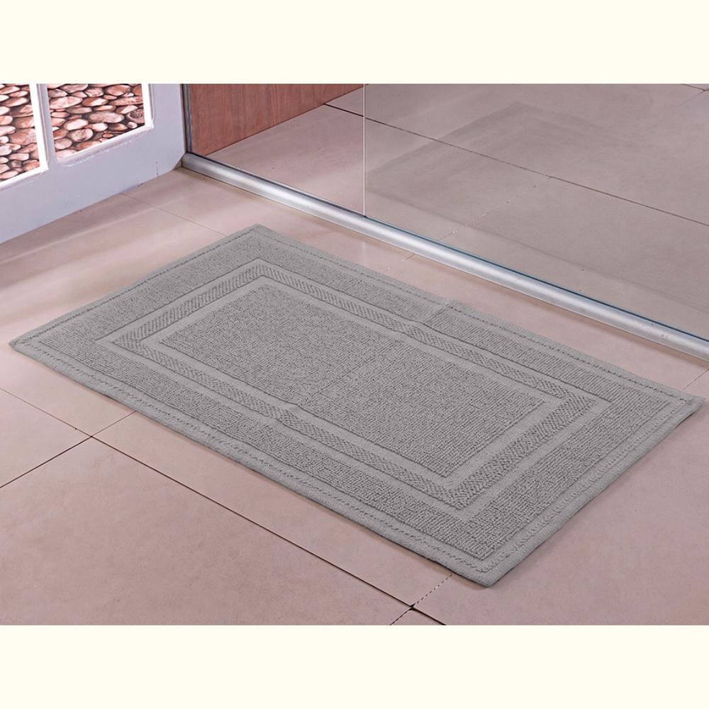 Tapete Delhi 50x80cm Desenho 5 Cinza Base Antiderrapante Niazitex
