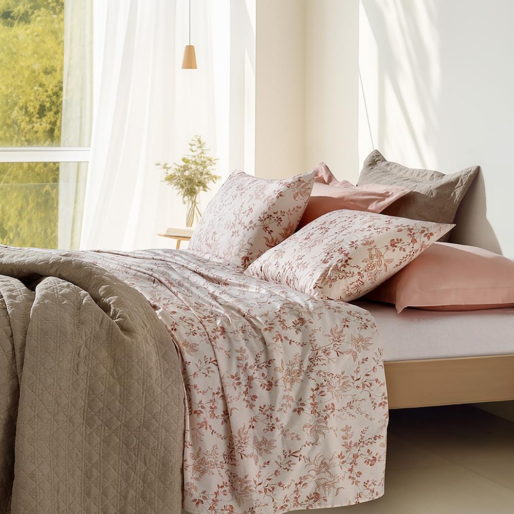 Jogo de Cama Queen Percal 200 Fios 100% Algodão Home Design Sort 4 Floral Rosado Corttex