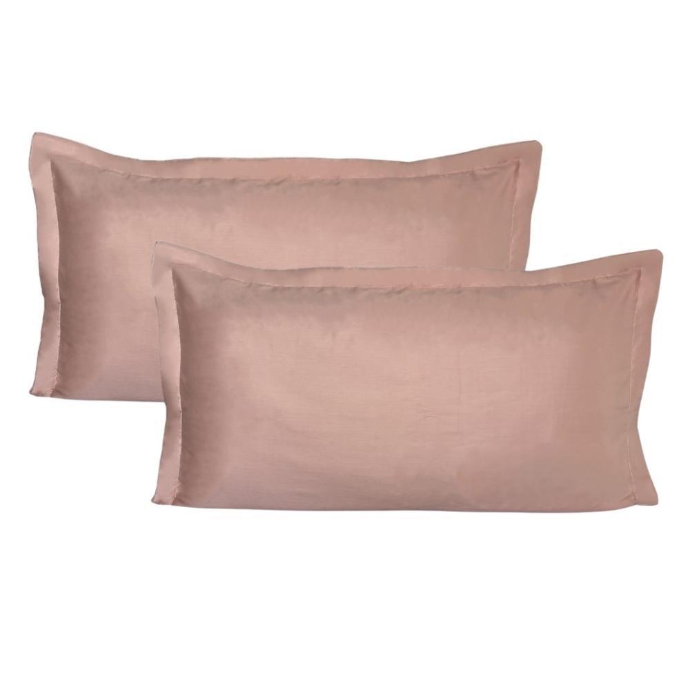 Kit 02 Porta Travesseiros King 50x90cm Percal 300 Fios 100% Algodão Rose Arrumadinho Enxovais