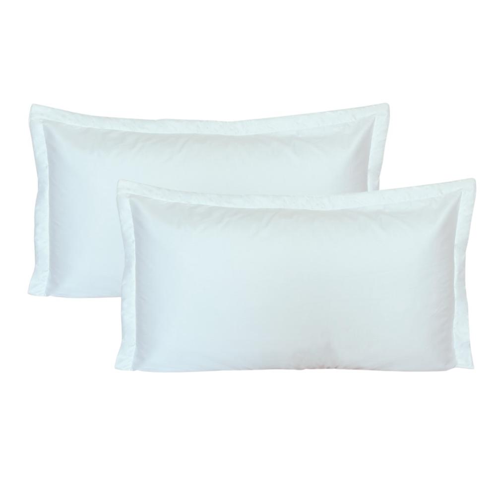 Kit 02 Porta Travesseiros King 50x90cm Percal 400 Fios 100% Algodão Branco Arrumadinho Enxovais