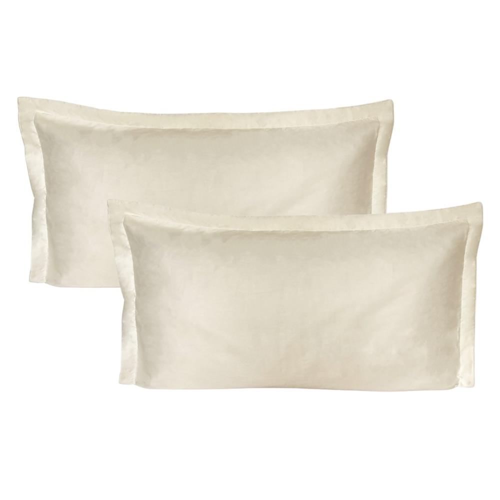 Kit 02 Porta Travesseiros King 50x90cm Percal 300 Fios 100% Algodão Pérola Arrumadinho Enxovais