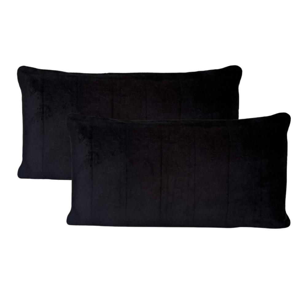 Kit 02 Fronhas King 50cm x 90cm Plush Microfibra Fleece Preta Arrumadinho Enxovais