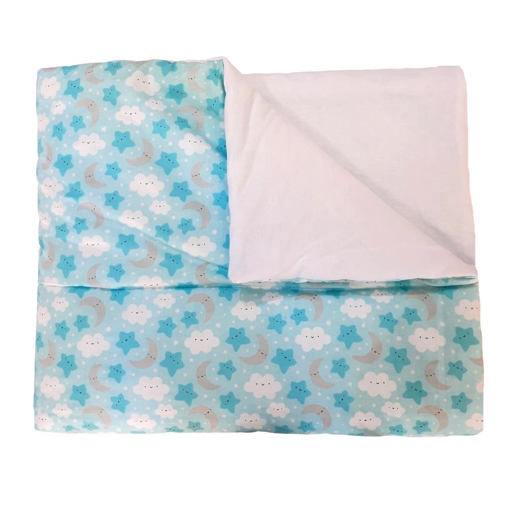 Edredom Infantil Cama Júnior Estampado 100% Algodão Estrelar Azul Arrumadinho Enxovais