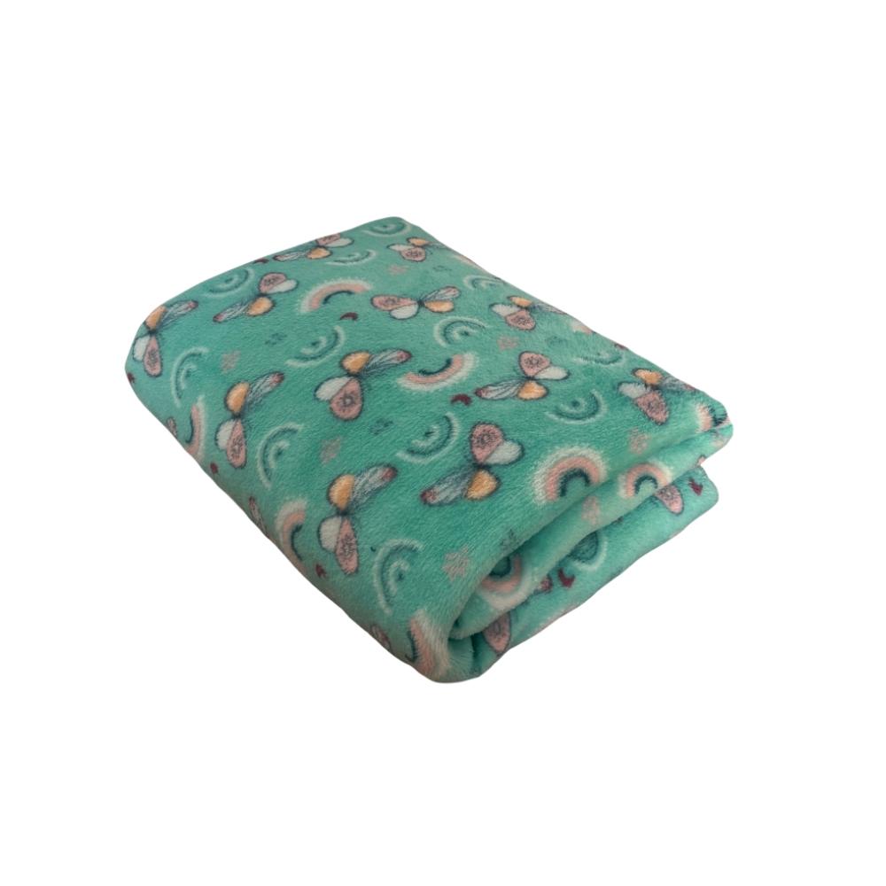 Lençol com Elástico Casal Plush Microfibra Fleece Infantil Borboletinhas Arrumadinho Enxovais