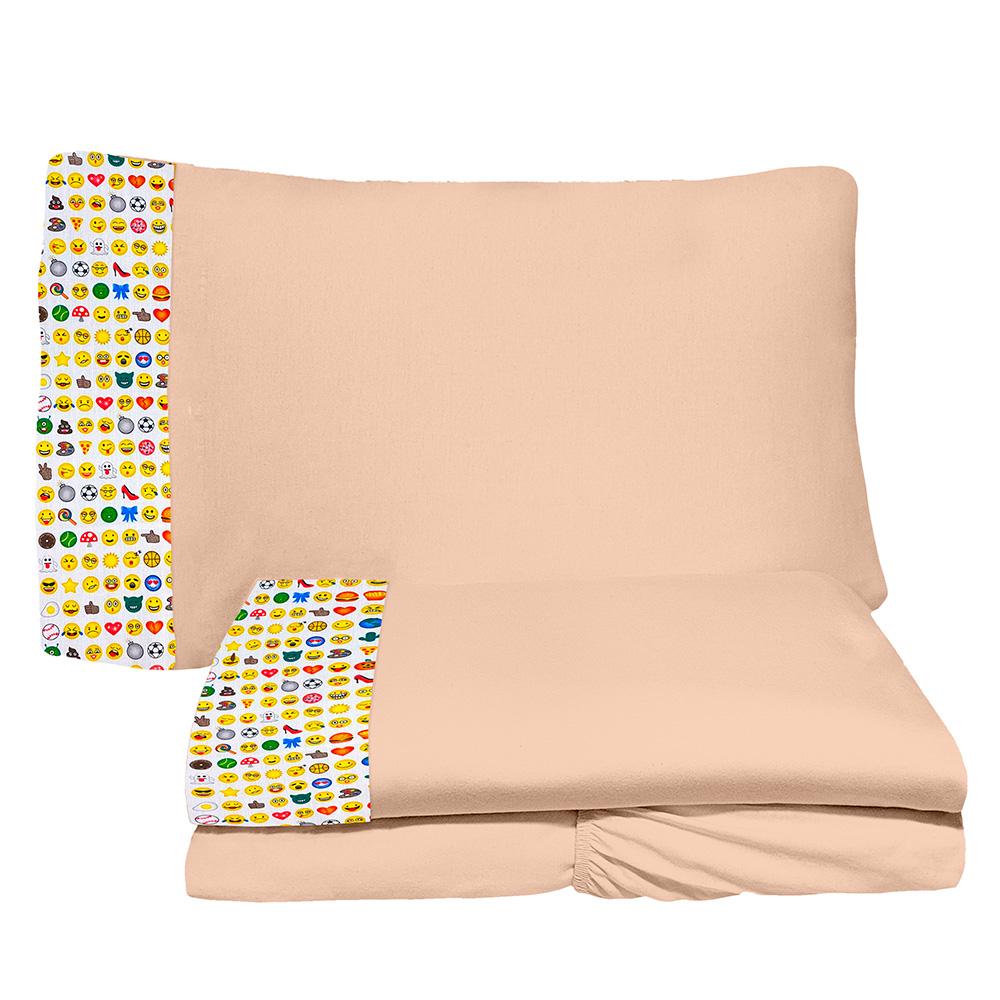 Jogo de Lençol 3 Peças Mini Cama Emoji Nude 100% Algodão Arrumadinho Enxovais