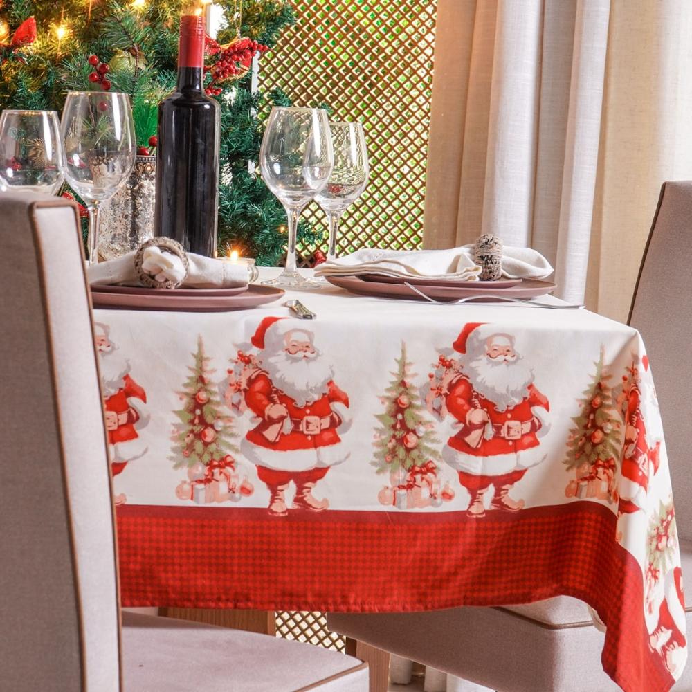 Toalha de Mesa Facile Natal Papai Noel Árvore Retangular 10 Lugares 1,40x3,00m Bene Casa