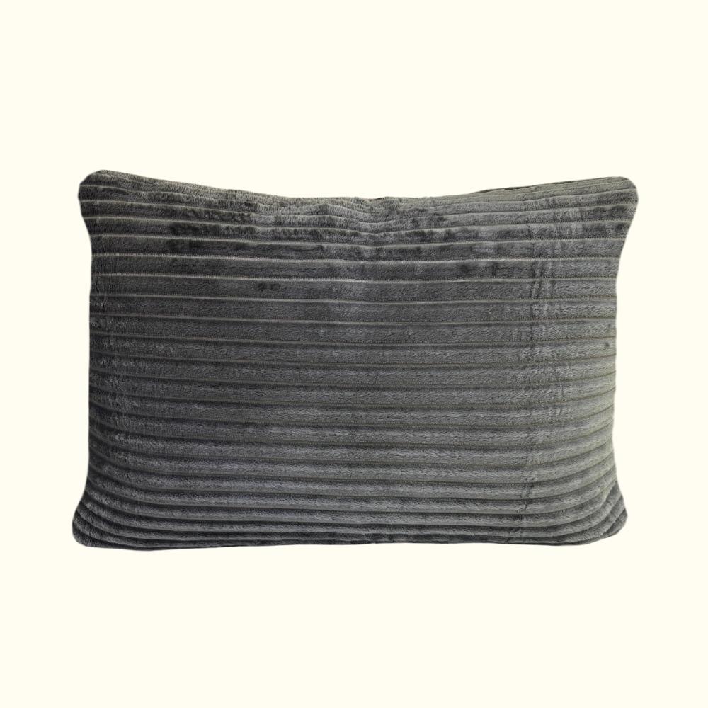 Fronha Avulsa Tradicional 50x70cm Plush Fleece Canelado Cinza Arrumadinho Enxovais