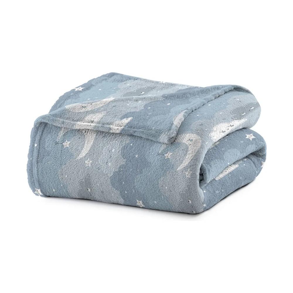 Cobertor Flannel para Bebê Manta Microfibra 90x110cm Baby Céu Azul Camesa