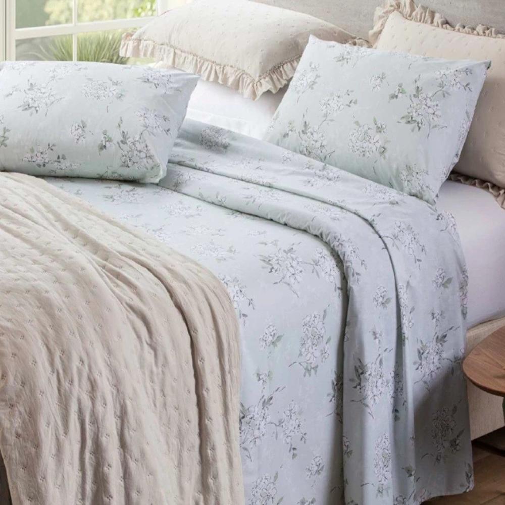 Jogo de Cama Solteiro Percal 200 Fios 100% Algodão Home Design Sort 5 Floral Verde Corttex