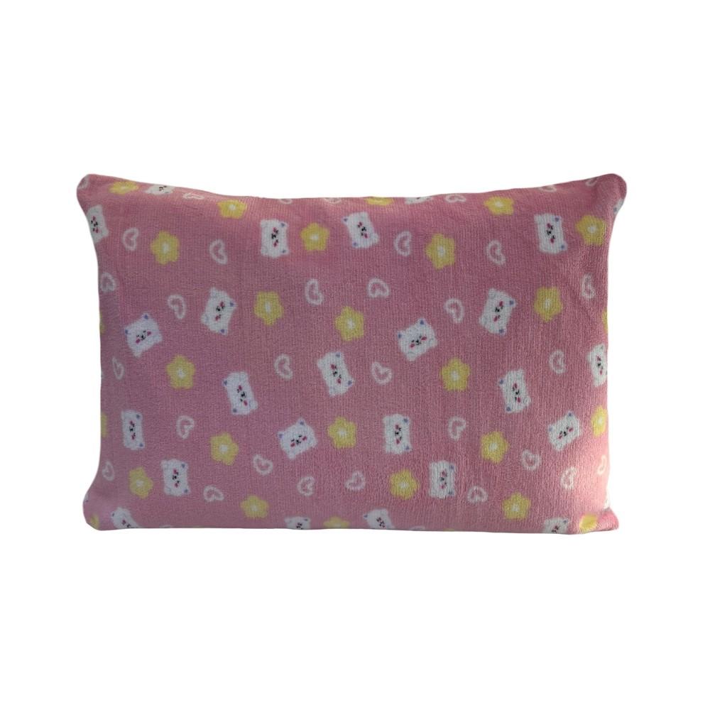 Fronha Avulsa Tradicional 50x70cm Plush Microfibra Fleece Infantil Gatinha Arrumadinho Enxovais
