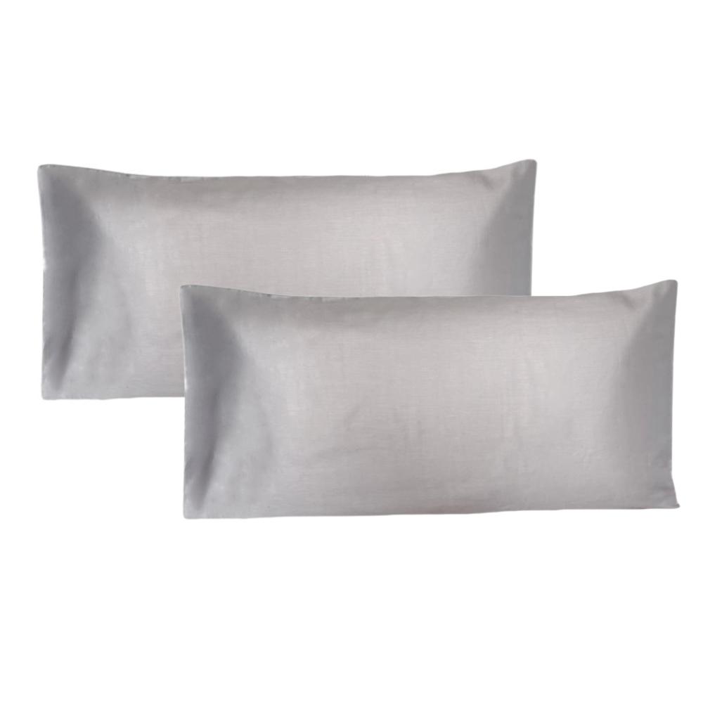 Kit 02 Fronhas King 50x90cm Percal 300 Fios 100% Algodão Cinza Arrumadinho Enxovais