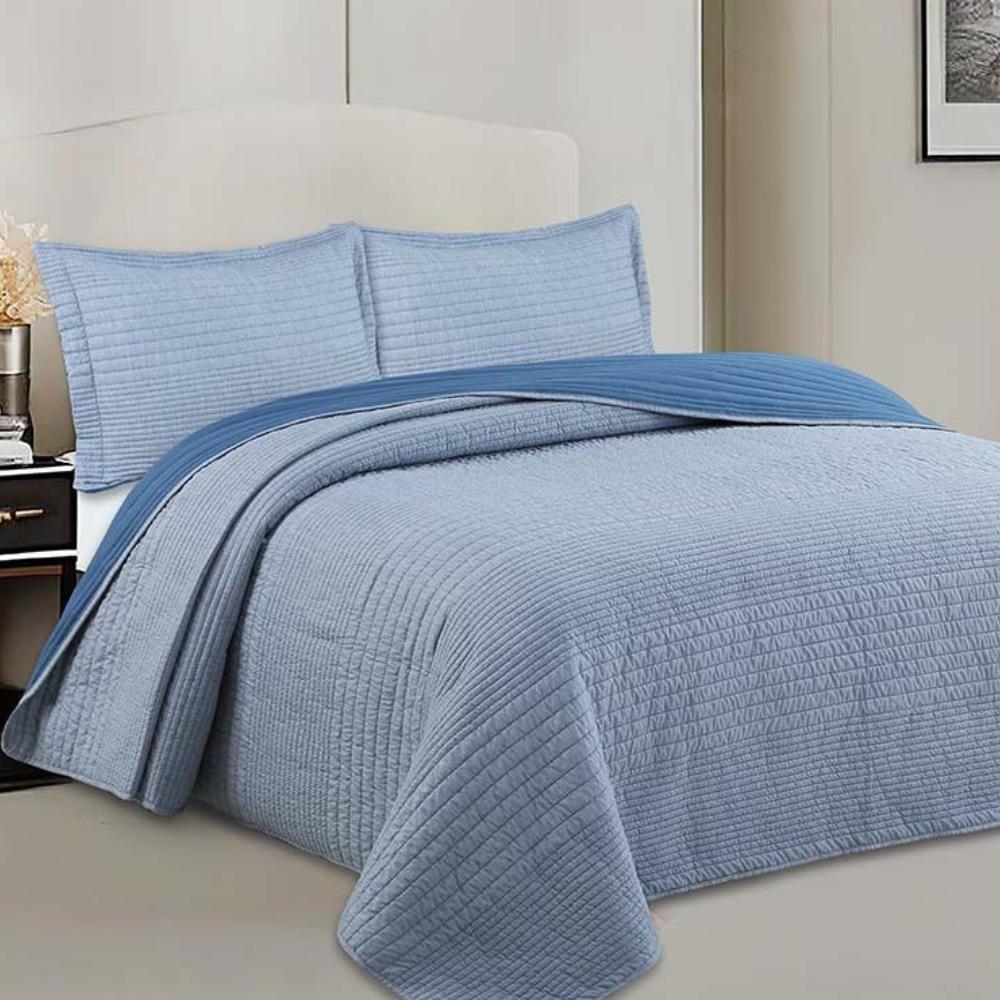 Kit Colcha 3 Peças Fusion Casal 2,20x2,40m Azul Camesa