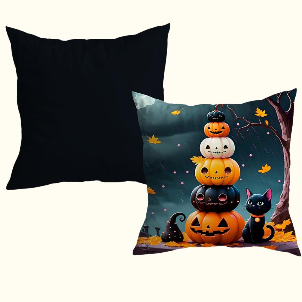 Capa Para Almofada Halloween Veludo 43x43cm Abóboras Niazitex