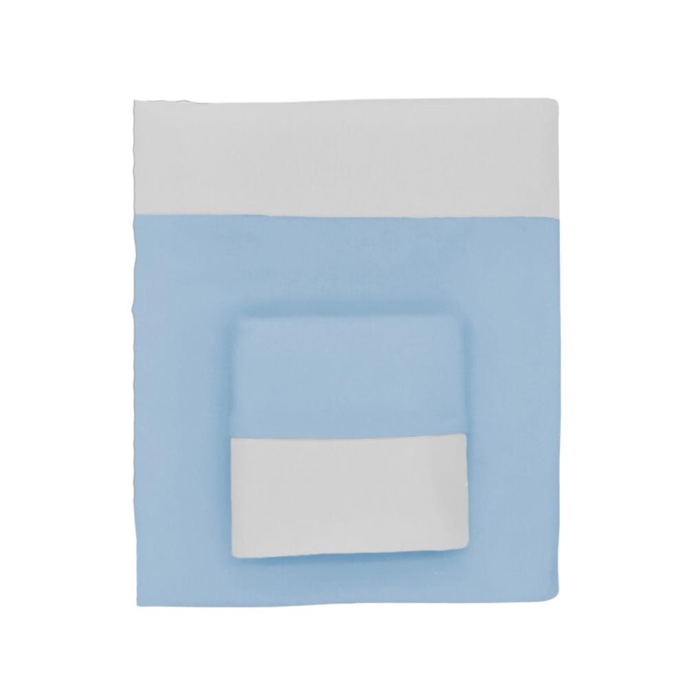 Jogo De Lençol 3 Peças Mini Berço Malha 100% Algodão Azul Arrumadinho Enxovais