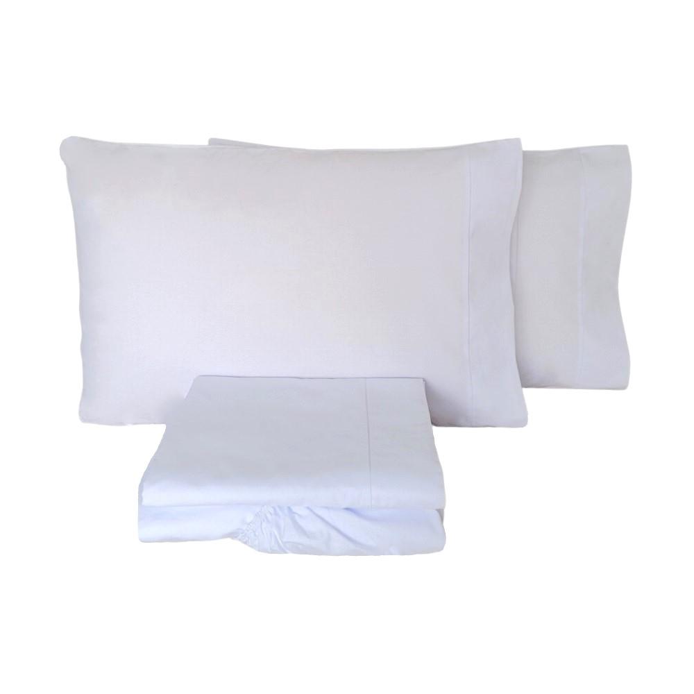 Jogo de Lençol 4 Peças Queen Percal 400 Fios 100% Algodão Branco Arrumadinho Enxovais