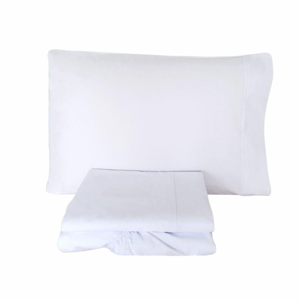 Jogo de Lençol 3 Peças Solteiro Cama Auxiliar 78cm Percal 400 Fios 100% Algodão Branco Arrumadinho Enxovais