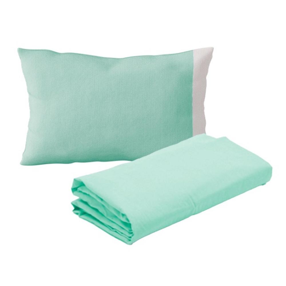 Jogo De Lençol 2 Peças Mini Berço Malha 100% Algodão Verde Arrumadinho Enxovais