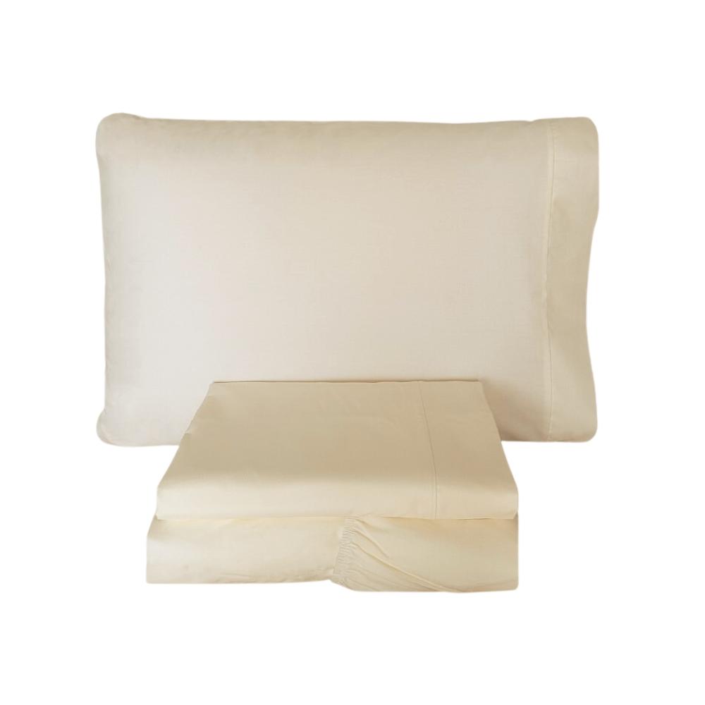 Jogo de Lençol 3 Peças Mini Berço Percal 200 Fios 100% Algodão Marfim Arrumadinho Enxovais