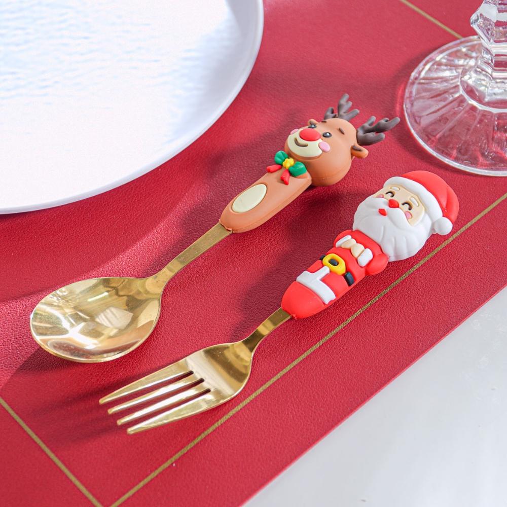 Kit 2 Peças Talheres Para Sobremesa Inox Natal Bene Casa