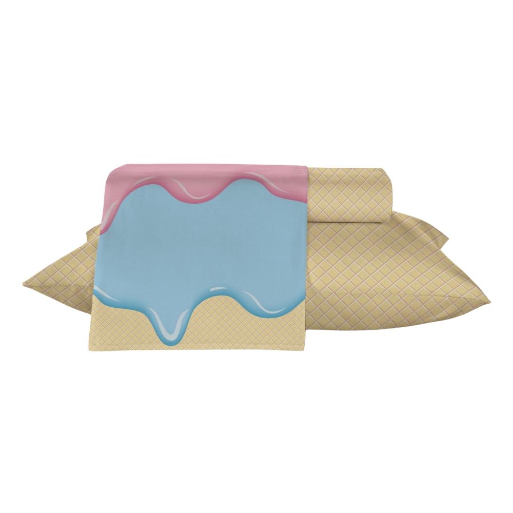 Jogo De Cama 3 Peças Solteiro Infantil Kids Algodão Estampa Sorvete Teka