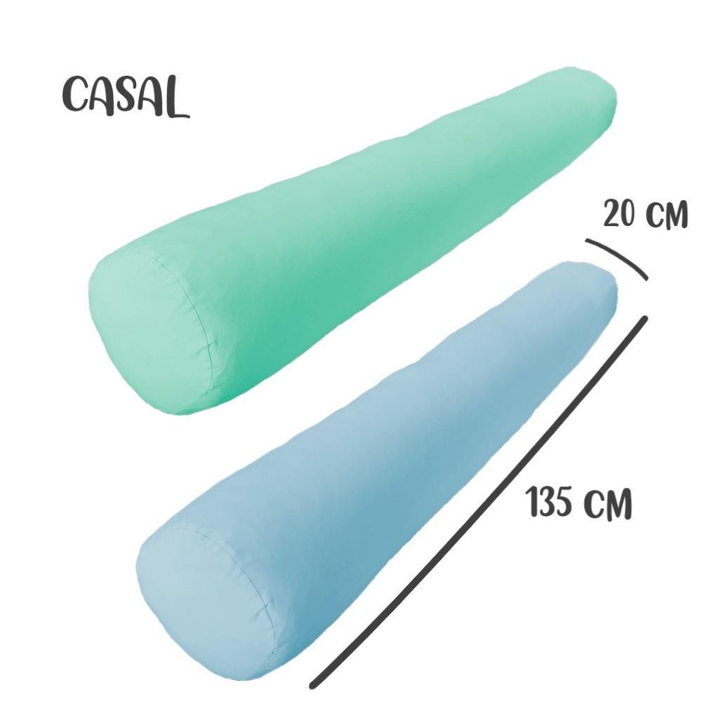 Kit 02 Capas Para Rolo De Cabeceira Casal 135x20cm Azul e Verde Arrumadinho Enxovais