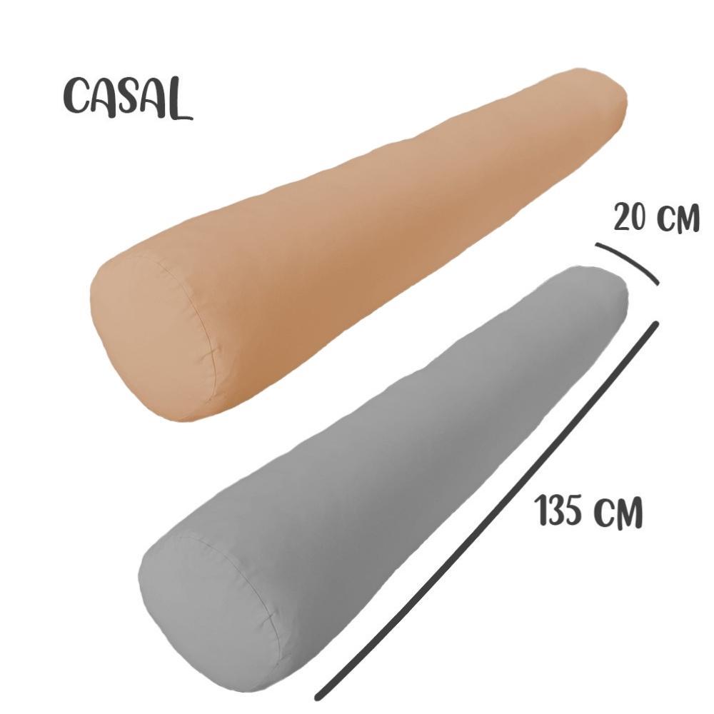 Kit 02 Capas Para Rolo De Cabeceira Casal 135x20cm Cinza e Nude Arrumadinho Enxovais