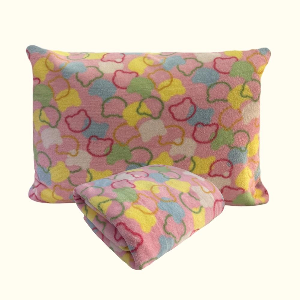 Kit Fronha e Lençol com Elástico Cama Júnior Plush Microfibra Fleece Bear Arrumadinho Enxovais