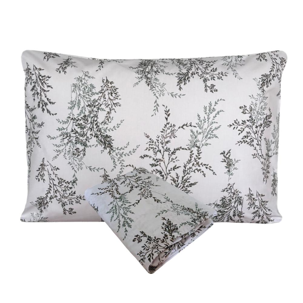 Fronha e Lençol de Elástico Flora Solteiro Viúva 1,20x2,00m Percal 200 Fios 100% Algodão Arrumadinho