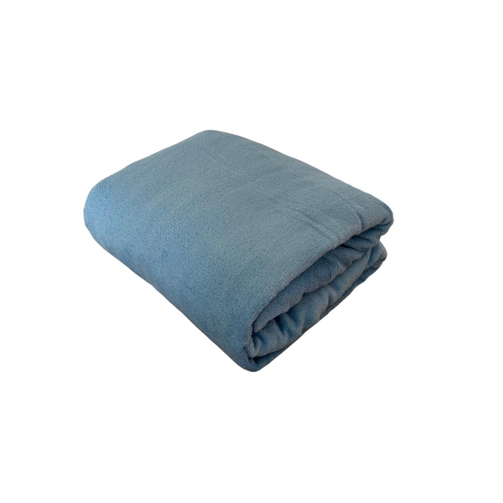 Lençol com Elástico Solteiro Plush Microfibra Fleece Azul Claro Arrumadinho Enxovais