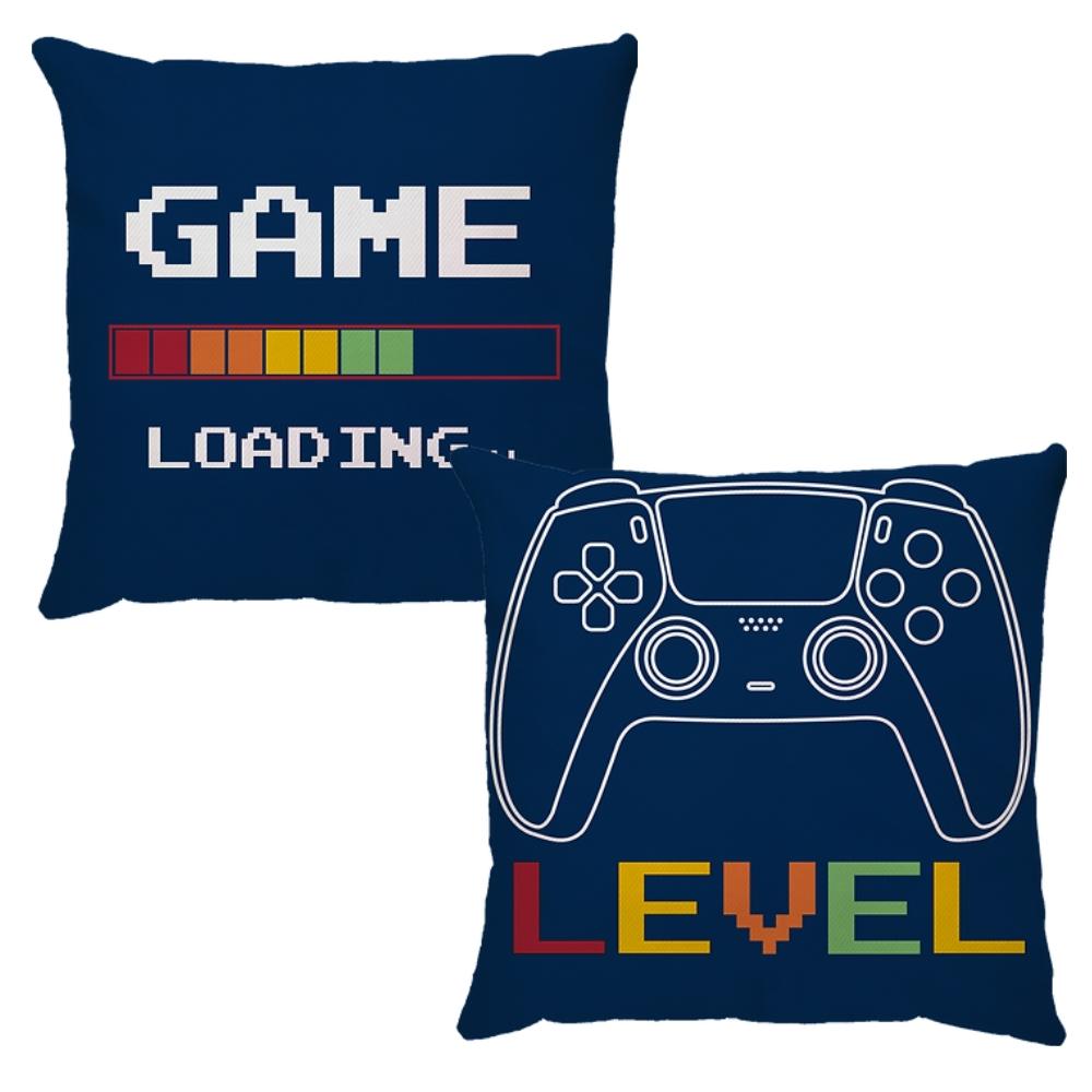 Kit 2 Capas Para Almofada 45x45cm Infantil Game Azul Dud Almofadas