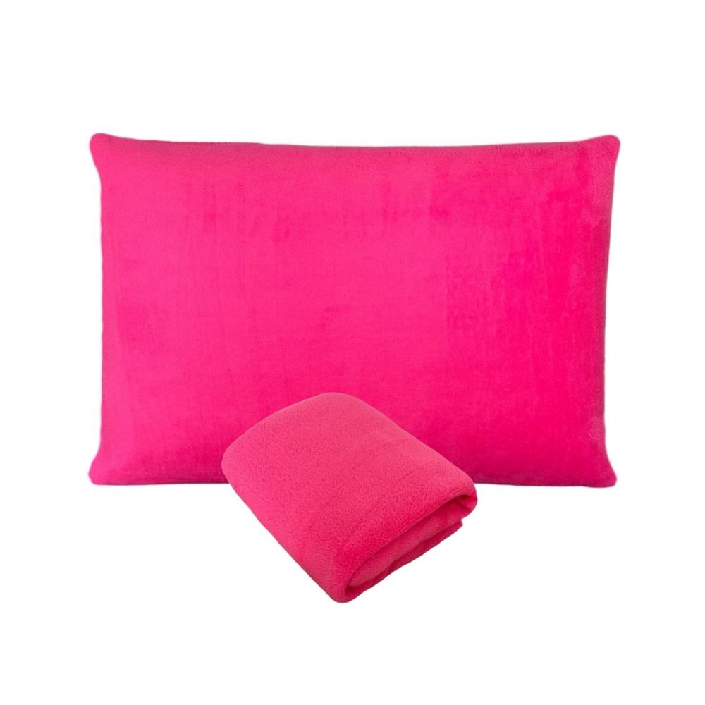 Kit Fronha e Lençol com Elástico Mini Cama Plush Microfibra Fleece Rosa Pink Arrumadinho Enxovais
