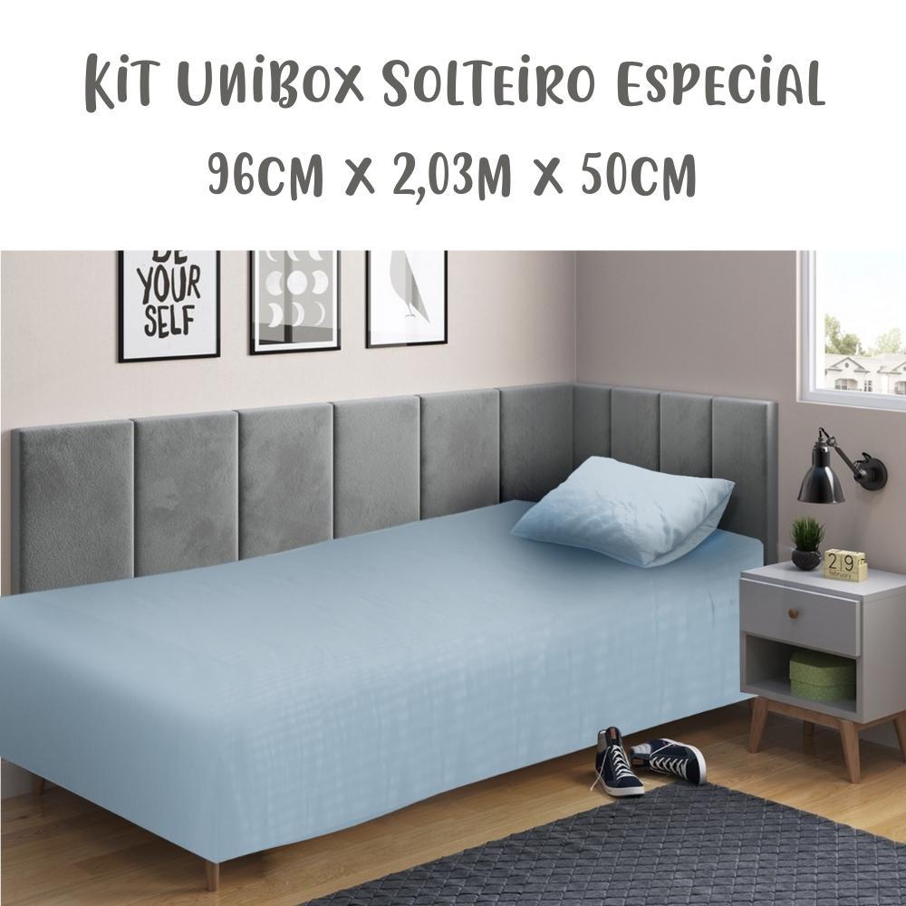 Jogo de lençol 2 Peças Box Conjugado Unibox Solteiro King Especial Azul Arrumadinho Enxovais