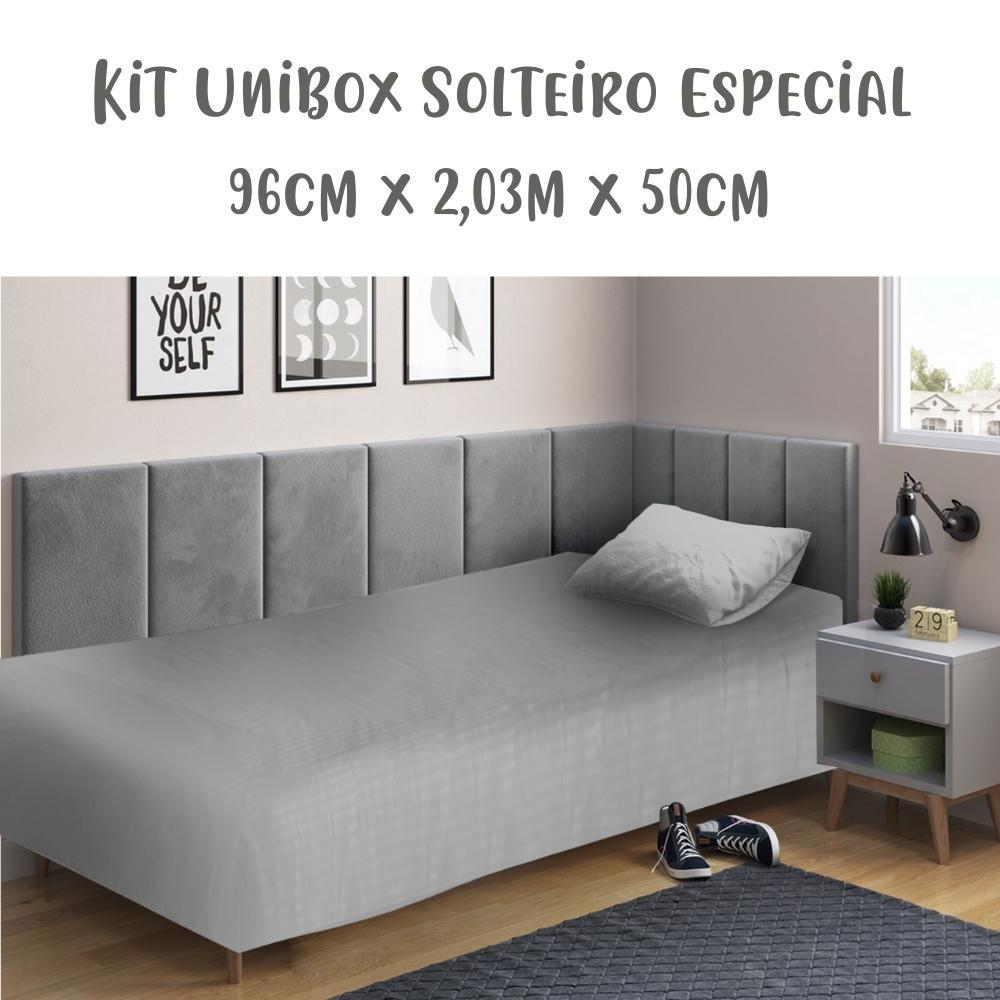 Jogo de lençol 2 Peças Box Conjugado Unibox Solteiro King Especial Cinza Arrumadinho Enxovais