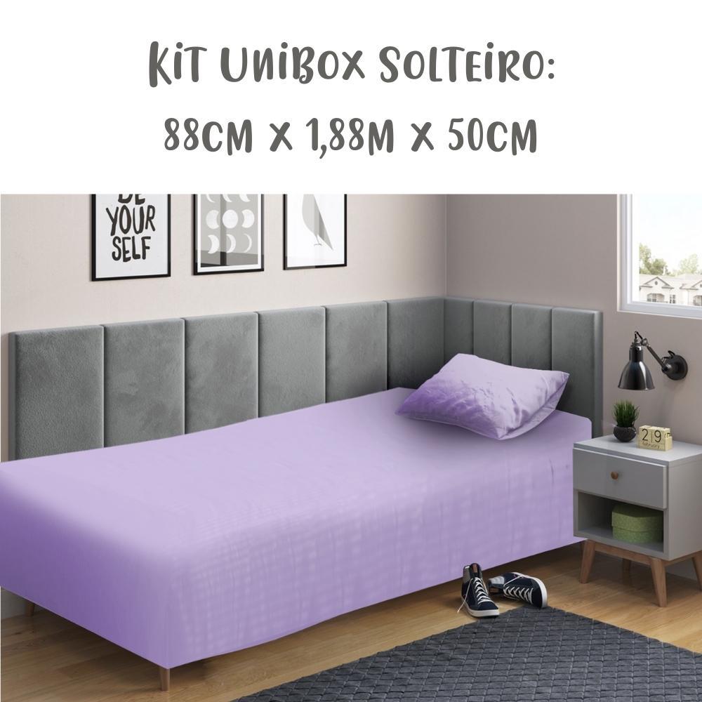 Jogo de Lençol 2 Peças Box Conjugado Unibox Solteiro Lilás Arrumadinho Enxovais