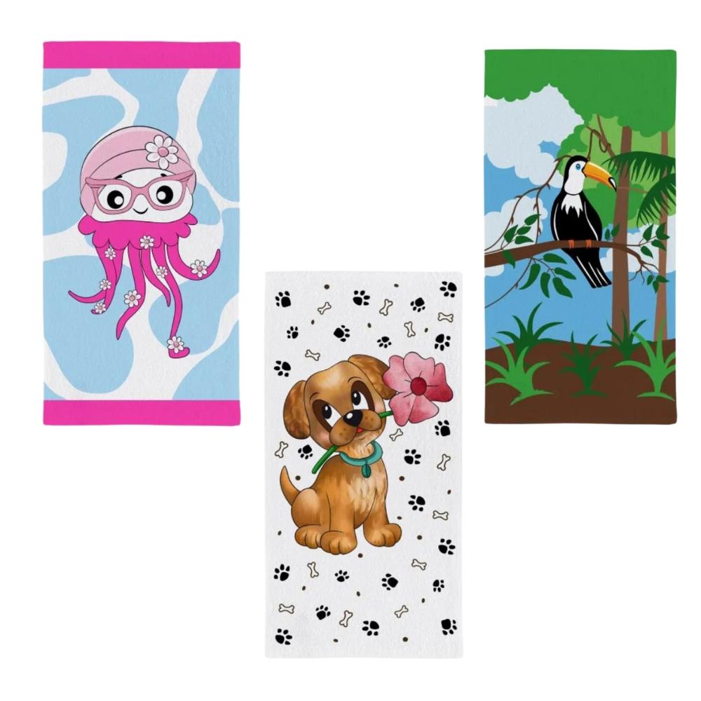 Kit 03 Toalhas de Lancheira Felpuda Candy Menina 2 Teka